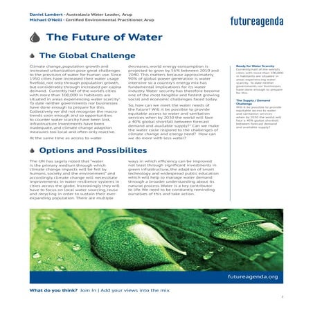 Future of water  An initial perspective by Daniel Lambert and Michael O'Neill...