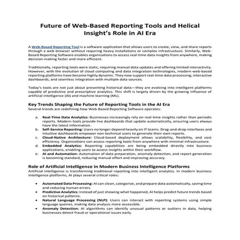 Future of Web-Based Reporting Tools and Helical Insight’s Role in AI ...