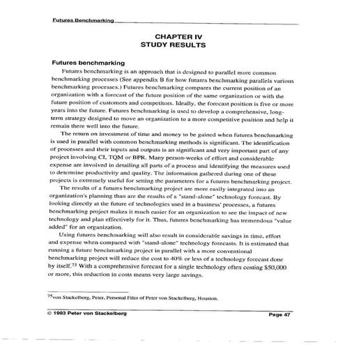 Futures Benchmarking & Technology Forecasting - Masters Thesis (Part 3)