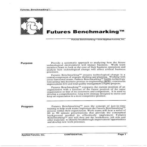Futures Benchmarking & Technology Forecasting - Overview
