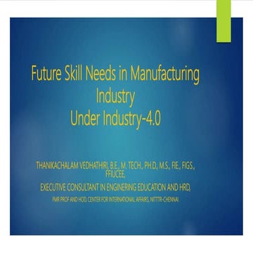 Future Skill Needs in Manufacturing Industry in India
