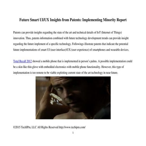 Future Smart UI UX Insights from Patents Implementing Minority Report