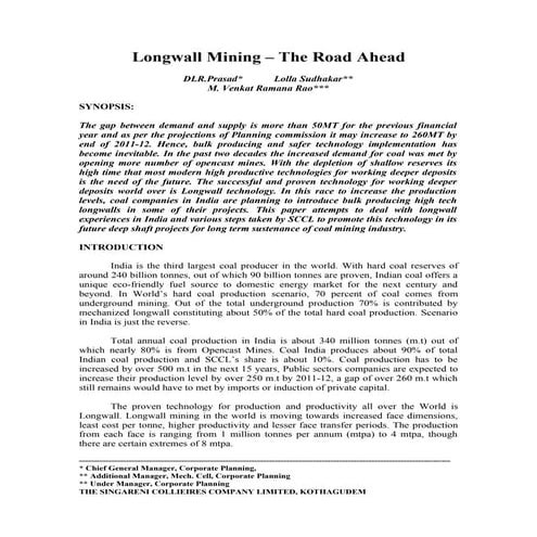 Longwall - The road ahead
