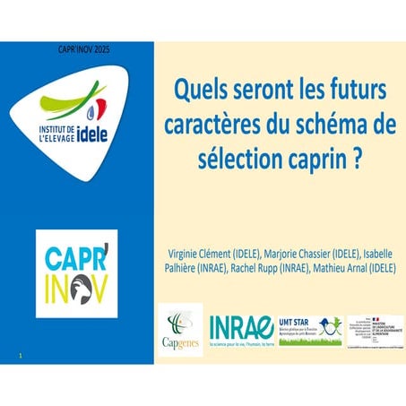 Caprinov 2025 - Quels seront les futurs caractères du schéma de sélection cap...