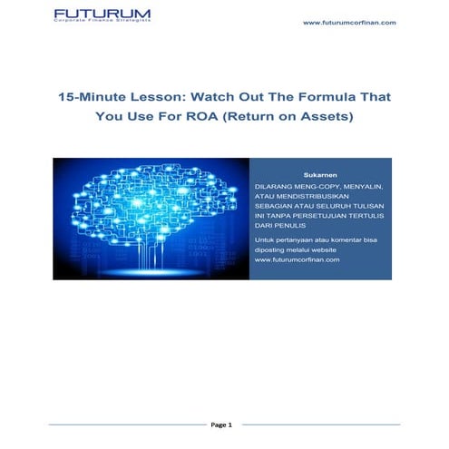 15-minute lesson- watch out the formula that you use for roa (return on assets)