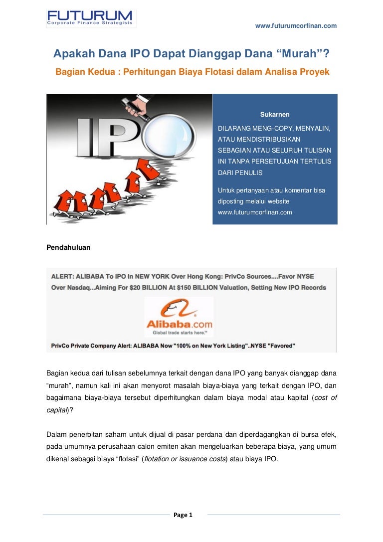 Apakah Ipo Dapat Dianggap Dana Murah Bagian 2