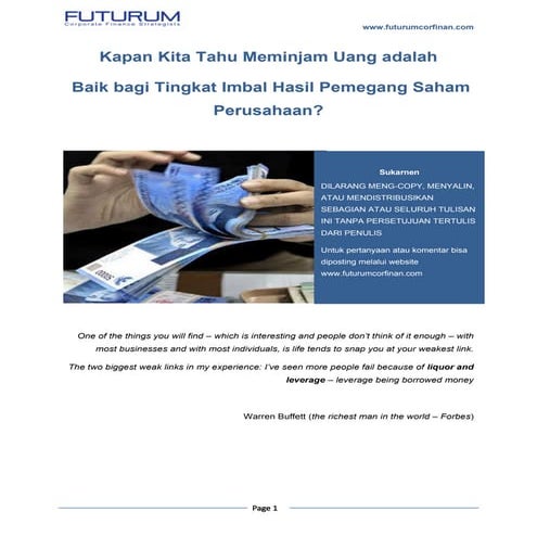 Kapan kita tahu meminjam uang baik untuk roe pemegang saham