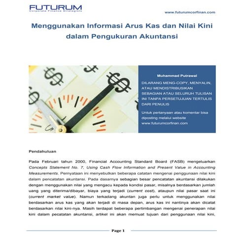 Menggunakan informasi arus kas dan nilai kini dalam pengukuran akuntansi