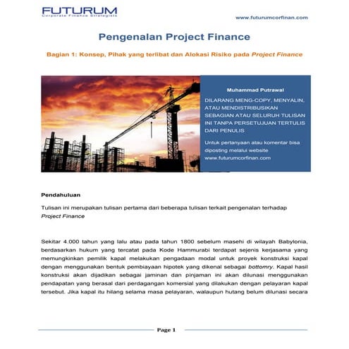 Pengenalan project finance bagian 1