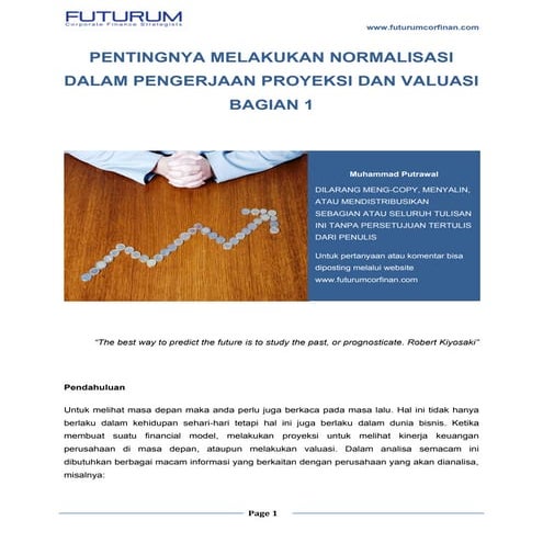 Pentingnya melakukan normalisasi dalam pengerjaan proyeksi dan valuasi - bagi...