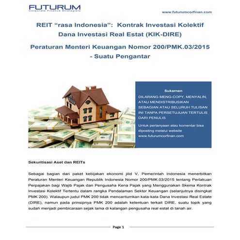 REIT “rasa indonesia”  kontrak investasi kolektif dana investasi real estat