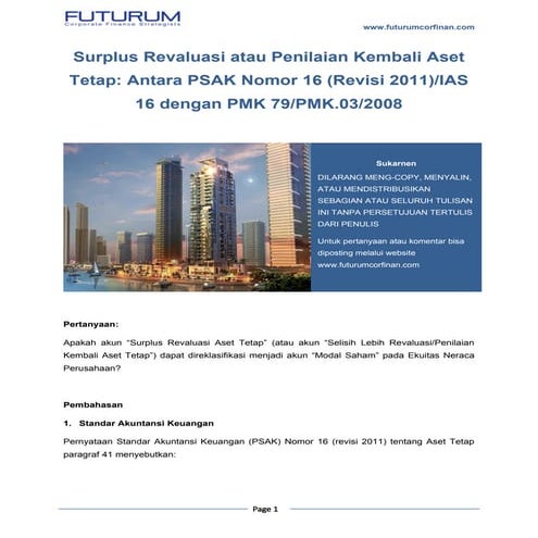 Surplus revaluasi atau penilaian kembali aset tetap