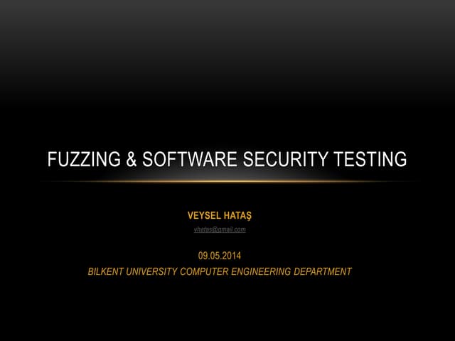 FUZZING & SOFTWARE SECURITY TESTING