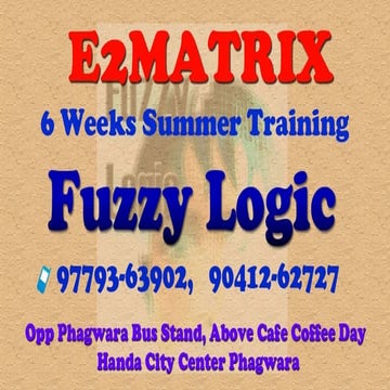 6 weeks summer training in fuzzy logic,jalandhar