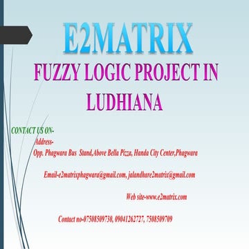 Fuzzy logic mtech project in ludhiana 