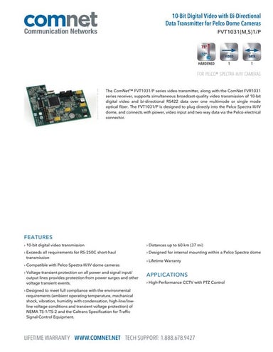 ComNet FVT1031M1P Data Sheet