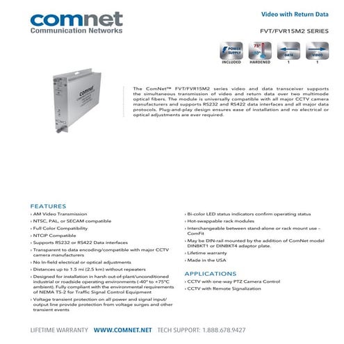 ComNet FVT15M2 Data Sheet