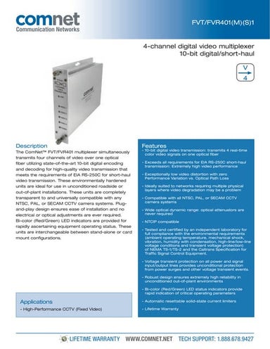 ComNet FVT401M1 Data Sheet