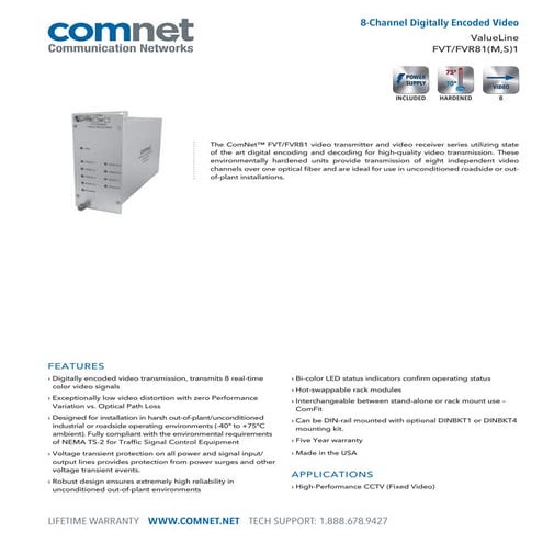 ComNet FVT81M1 Data Sheet