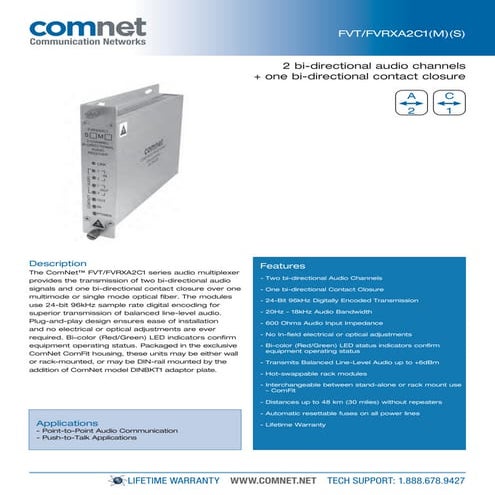 ComNet FVTXA2C1M Data Sheet