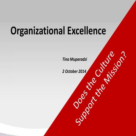 Organisational excellence; Does the culture support the mission, by tina mupa...