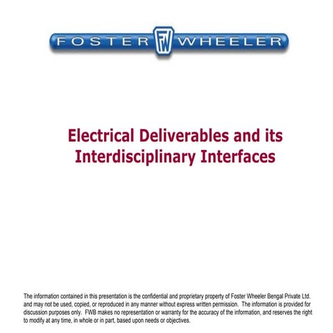Electrical Deliverables - Interdisciplinary Interfaces