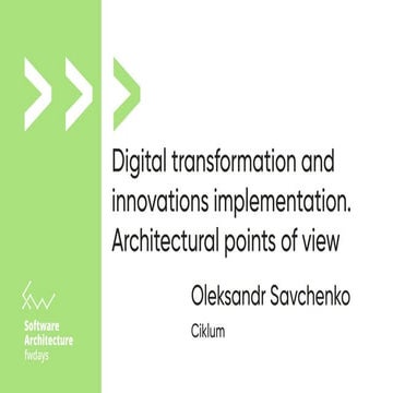 "Digital transformation and innovations implementation. Architectural points ...
