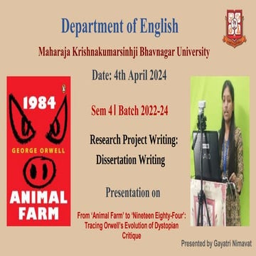 210 Dissertation 'From Animal Farm to Nineteen Eighty-Four Tracing orwell's E...