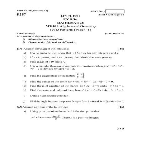 F.Y.B.Sc(2013 pattern) Old Question Papers:Dr.Kshirsagar