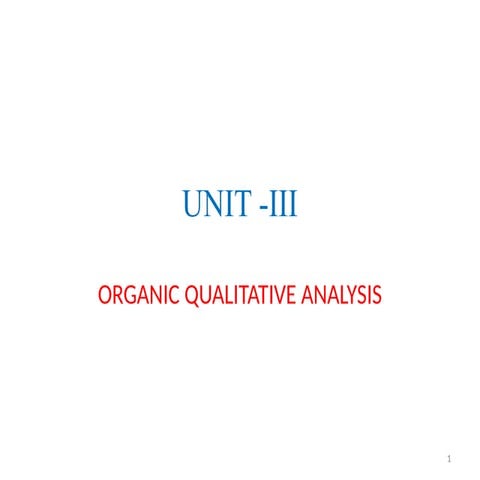 Organic Qualitative analysis for BSC students