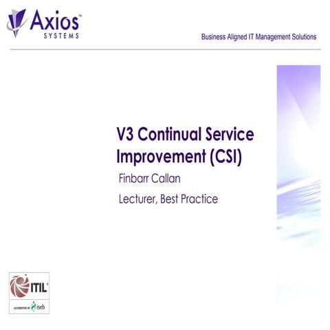 ITIL Practical Guide - Continual Service Improvement (CSI)