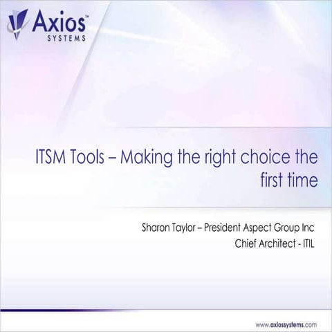 How to select an ITSM Tool from the ITIL® Chief Architect