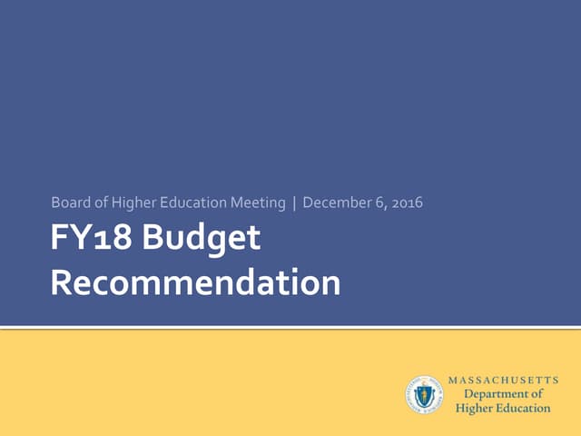FY18 Budget Recommendation