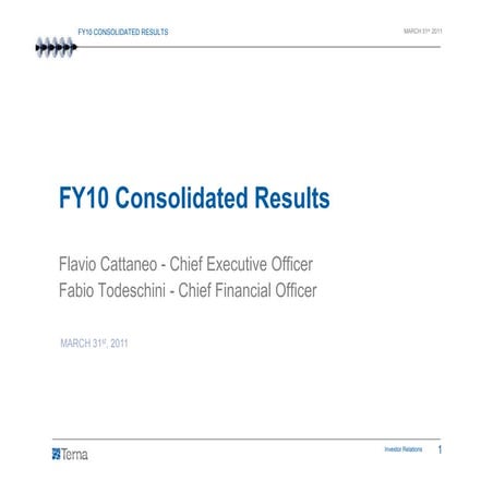 Terna 2010 consolidated results