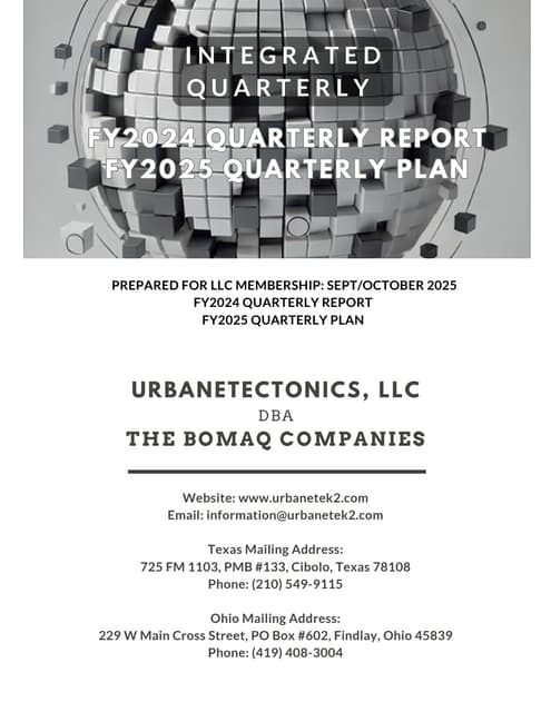 FY2025 Urbanetectonics, LLC Quarterly Tactical Plan