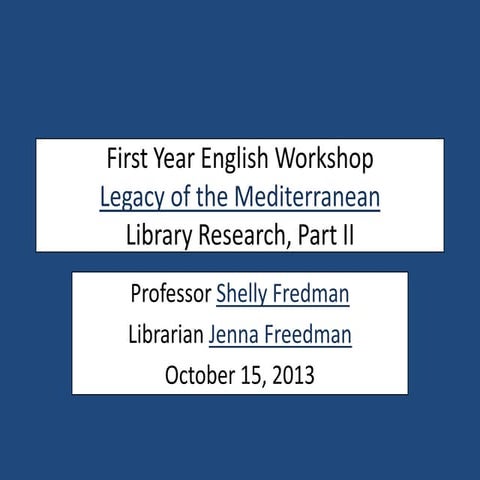 First Year English Workshop: Library Research Instruction -- Databases