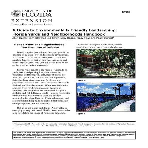 A Guide to Environmentally Friendly Landscaping: Florida Yards and Neighborhoods Handbook - University of Florida