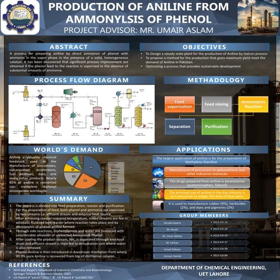 Final Year Project - Production of Aniline from Ammonolysis of Phenol 
