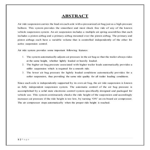 Active Air Suspension System