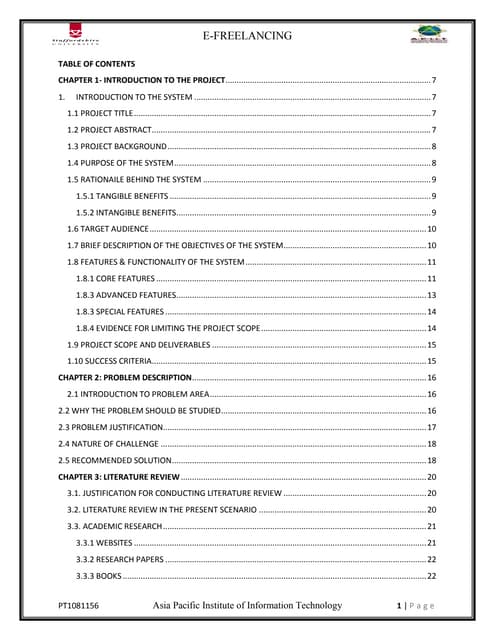 E-FREELANCING - MAJOR/FINAL YEAR PROJECT DOCUMENTATION