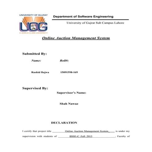 Fyp proposal For auction Website