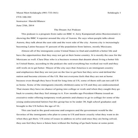 Fys 100 501 the dream act podcast