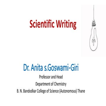 Scientific  Writing :Research  Discourse