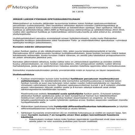 Lukion fysiikan opetussuunnitelmauudistus - ehdotukseni