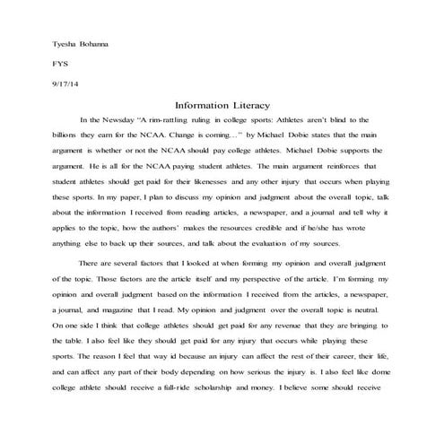 Fys library information paper