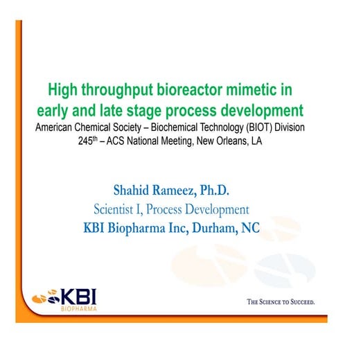 High Throughput Bioreactor Mimetic in Early and Late Stage Process Development