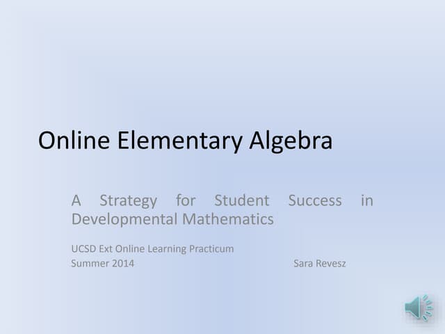 Benefits of Online Developmental Mathematics