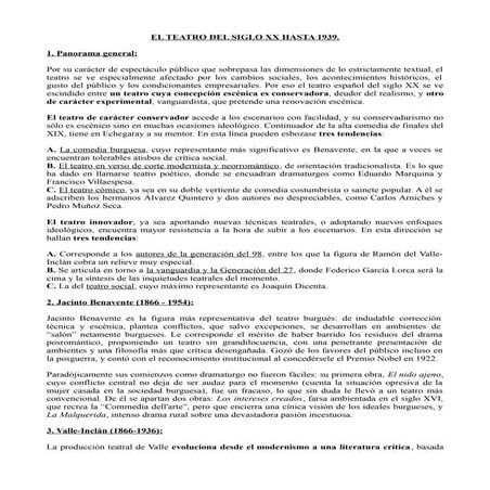 G. el teatro del siglo xx hasta 1939