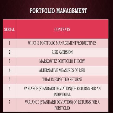 Portfolio Management