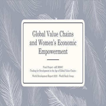 Global Value Chains and Women's Economic Empowerment